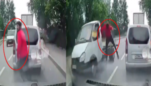 Shocking Video: Careless Man Running Blindly Hit by Speeding Car